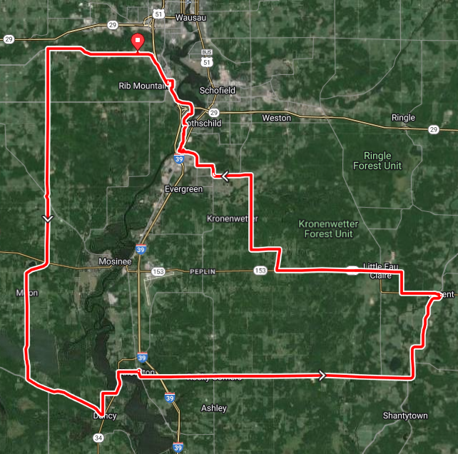 map showing the 72-mile bike route for the grand fondo